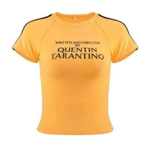 Planet Gates Short Sleeve Tops / L Fashion Quentin Tarantino Sexy Crop Tops Women Side Stripe Long Sleeve Turtleneck Cotton Knitted Short tshirt Lady