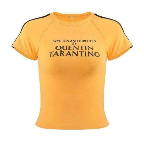Planet Gates Short Sleeve Tops / L Fashion Quentin Tarantino Sexy Crop Tops Women Side Stripe Long Sleeve Turtleneck Cotton Knitted Short tshirt Lady