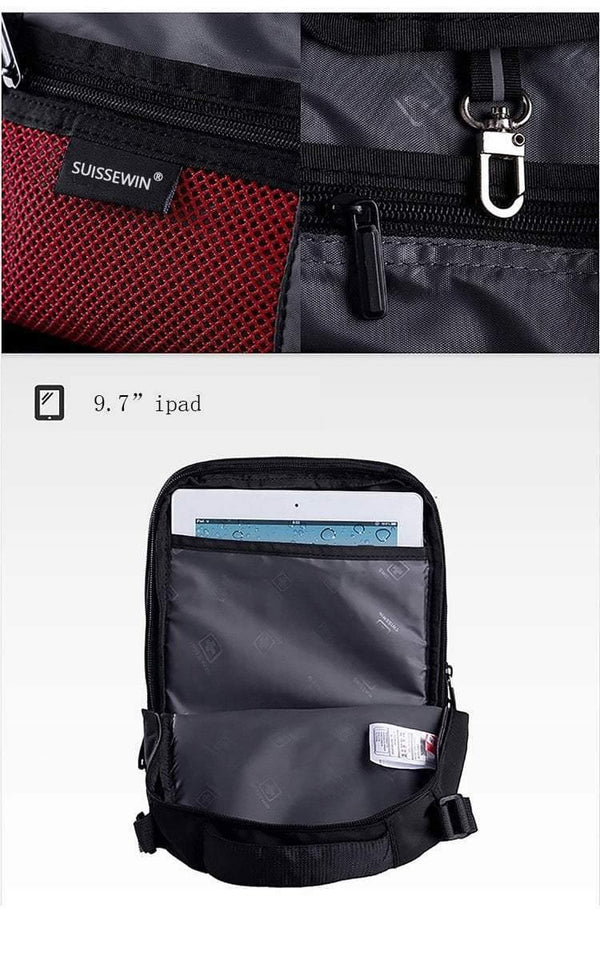 Planet Gates Shoulder Bag Leisure Briefcase Small Messenger Bag for 9.7" 11"Tablets and Documents Men's Black Handbag crossbody bag