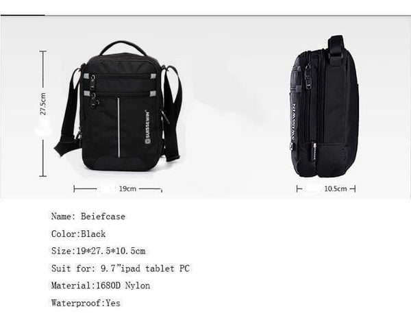 Planet Gates Shoulder Bag Leisure Briefcase Small Messenger Bag for 9.7" 11"Tablets and Documents Men's Black Handbag crossbody bag