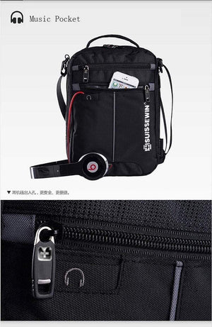 Planet Gates Shoulder Bag Leisure Briefcase Small Messenger Bag for 9.7" 11"Tablets and Documents Men's Black Handbag crossbody bag