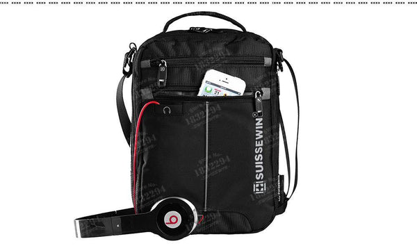 Planet Gates Shoulder Bag Small Messenger Bag for Tablets and Documents Men's Black Handbag 11-inch Crossbody Bags for students