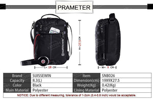Planet Gates Shoulder Bag Small Messenger Bag for Tablets and Documents Men's Black Handbag 11-inch Crossbody Bags for students