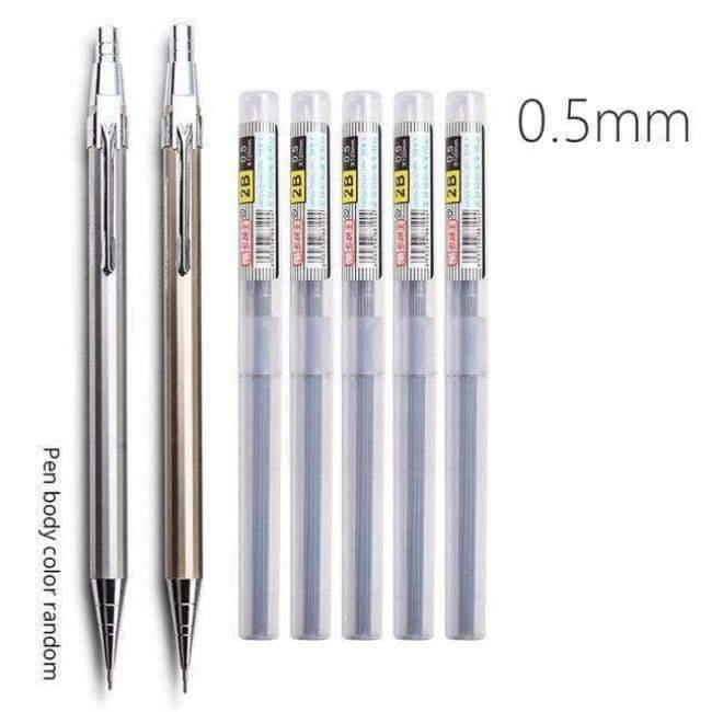 Planet Gates 2Pcs Metal Mechanical Pencil Set 0.5mm / 0.7mm HB Automatic Pencils Writing Sketch Drawing Pen Kawaii School Supplies Pencills