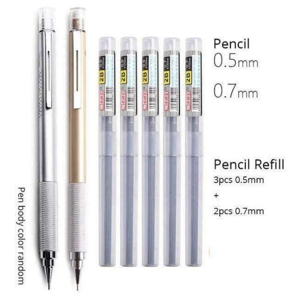 Planet Gates show as picture 4 2Pcs Metal Mechanical Pencil Set 0.5mm / 0.7mm HB Automatic Pencils Writing Sketch Drawing Pen Kawaii School Supplies Pencills