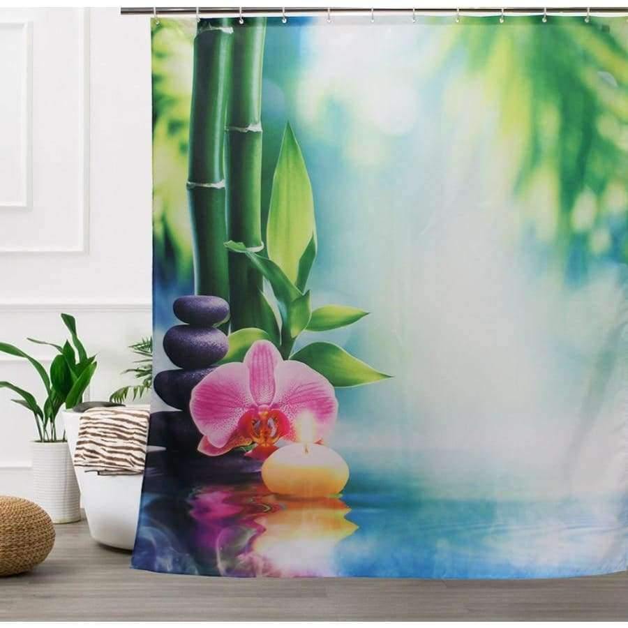 Planet Gates Shower Curtain / 150x180cm Spa stones, Bamboo Shower Curtain Modern Polyester Fabric Custom bath curtain Bathroom Products With Hook 3d Waterproof