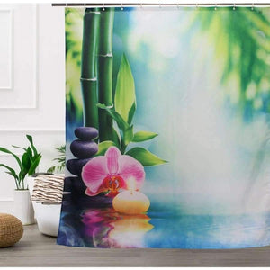 Planet Gates Shower Curtain / 150x180cm Spa stones, Bamboo Shower Curtain Modern Polyester Fabric Custom bath curtain Bathroom Products With Hook 3d Waterproof