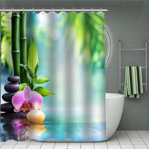 Planet Gates Shower Curtain / 150x180cm Spa stones, Bamboo Shower Curtain Modern Polyester Fabric Custom bath curtain Bathroom Products With Hook 3d Waterproof