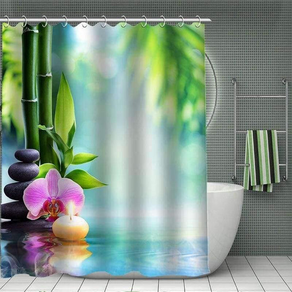 Planet Gates Shower Curtain / 150x180cm Spa stones, Bamboo Shower Curtain Modern Polyester Fabric Custom bath curtain Bathroom Products With Hook 3d Waterproof
