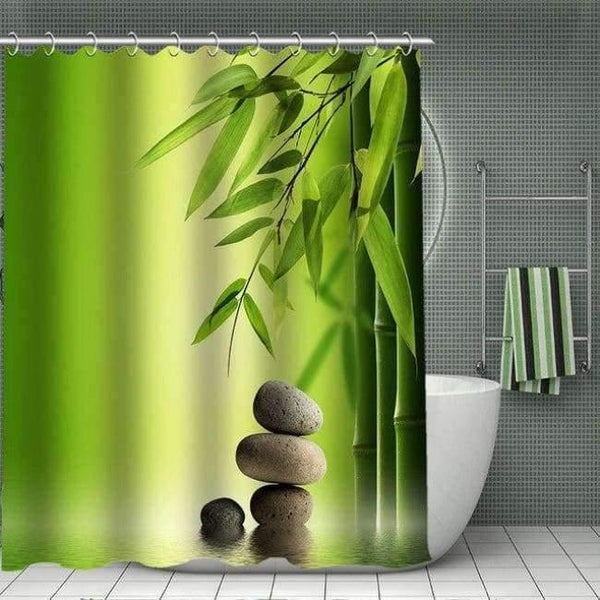 Planet Gates Shower Curtain 2 / 150x180cm Spa stones, Bamboo Shower Curtain Modern Polyester Fabric Custom bath curtain Bathroom Products With Hook 3d Waterproof