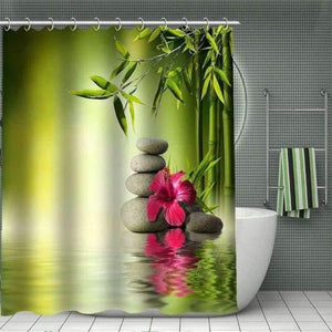 Planet Gates Shower Curtain 4 / 150x180cm Spa stones, Bamboo Shower Curtain Modern Polyester Fabric Custom bath curtain Bathroom Products With Hook 3d Waterproof