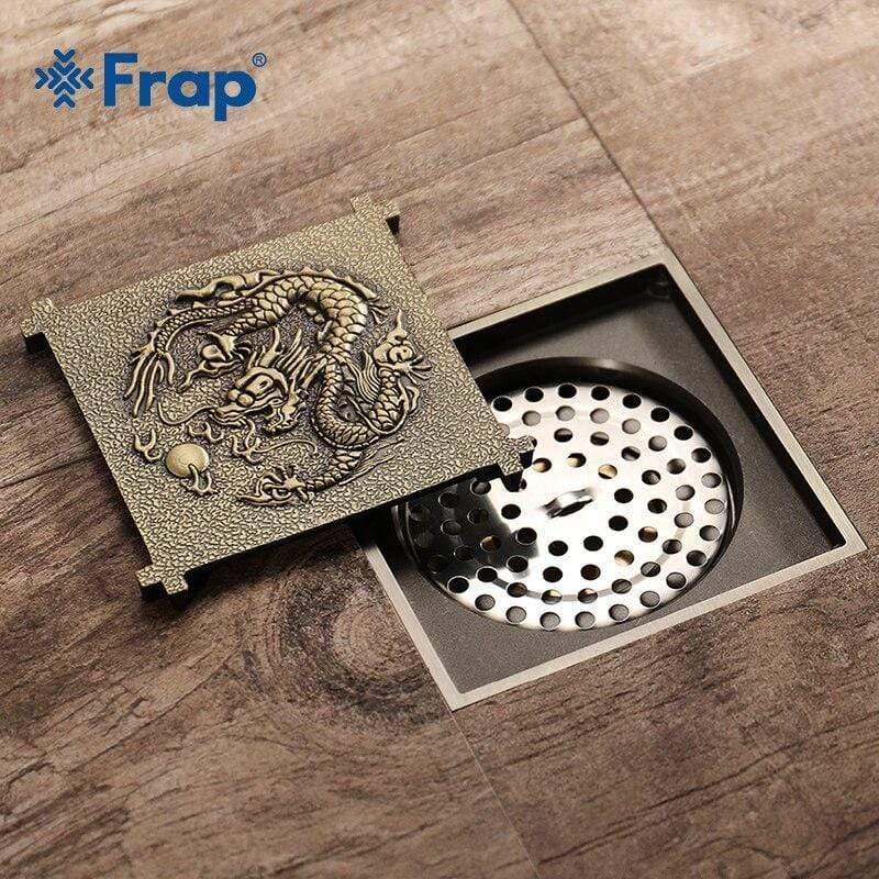 Planet Gates Shower Drain 10X10cm Antique Solid Brass Floor Drain Cover Strainer Bathroom Bath Accessories Art Carved Square DrainY38070