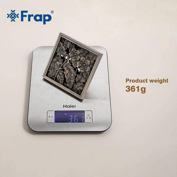 Planet Gates Shower Drains 10*10cm Bath Drains Strainer Hair Antique Brass Flower Carved Bathroom Floor Drain Waste Grate Drain Y38067