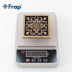 Planet Gates Shower Drains 10*9.5cm Square Bath Drains Strainer Hair Antique Brass Carved Bathroom Floor Drain Waste Grate Drain Y81009
