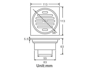 Planet Gates Shower Floor Drain Waste Drainer Bathroom Kitchen Cover Hair Shower Catcher Clean Strainer Y38103 (Y38103)