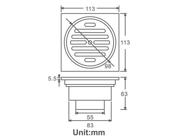 Planet Gates Shower Floor Drain Waste Drainer Bathroom Kitchen Cover Hair Shower Catcher Clean Strainer Y38103 (Y38103)