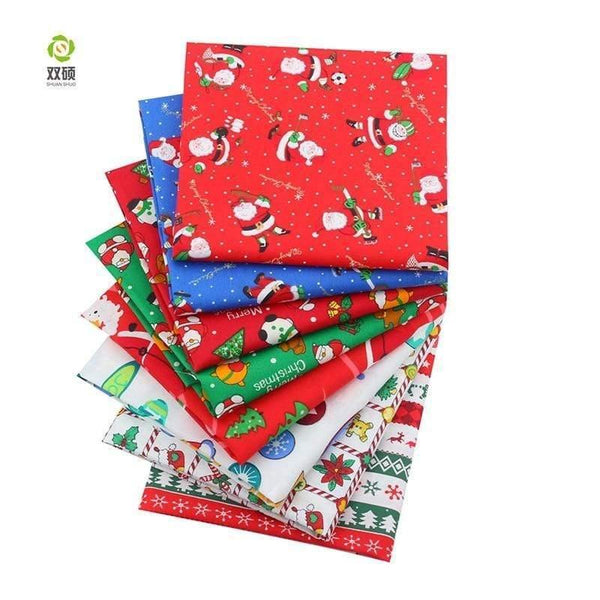 Planet Gates Shuanshuo 8pcs Christmas Series,Printed Twill Cotton Fabric,Patchwork Cloth For DIY Quilting Sewing Baby&Child's Material40x50cm