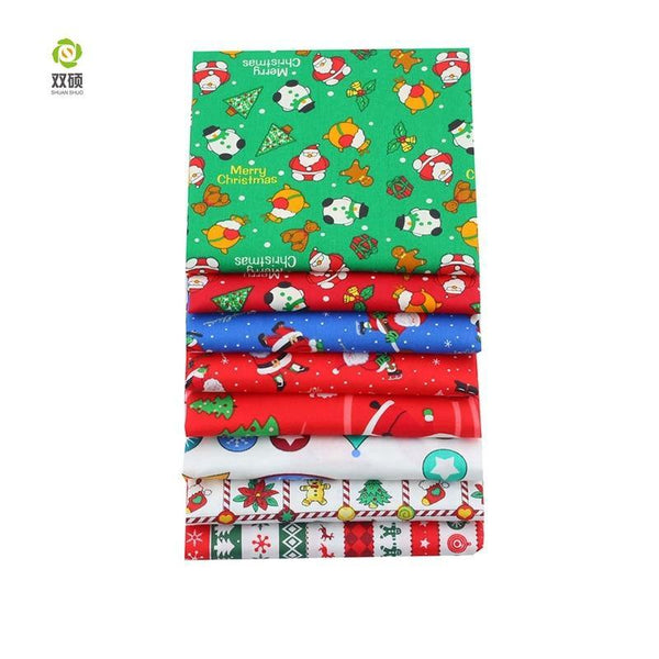 Planet Gates Shuanshuo 8pcs Christmas Series,Printed Twill Cotton Fabric,Patchwork Cloth For DIY Quilting Sewing Baby&Child's Material40x50cm