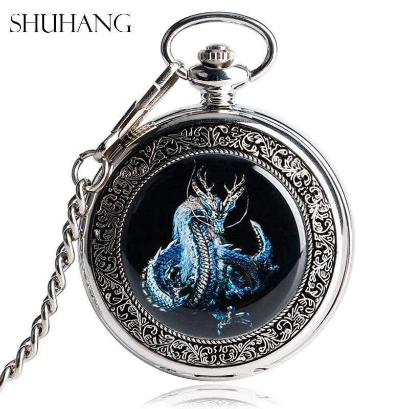 Planet Gates SHUHANG Evil Dragon Mechanical Pocket Watches Vintage Silver Steampunk Hand-Wind Fashion Women Men Skeleton Watch for Nurse