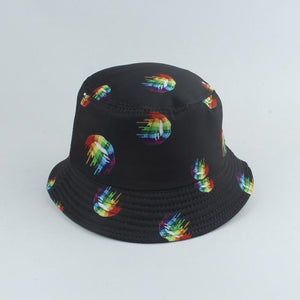 Planet Gates shui mu Harajuku Punk Black Fisherman Hat Panama Bob Casquette Dragon Print Bucket Hats For Women Men Hip Hop Cap Gorro