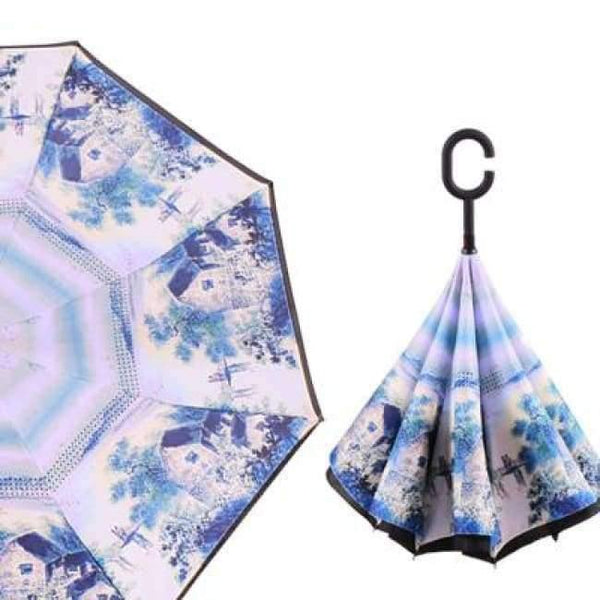 Reverse Umbrella Double Layer Inverted Windproof Rain Car Umbrellas For Women S1004 - Planet Gates