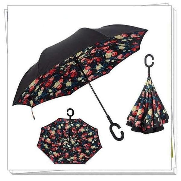 Planet Gates shuizhu Reverse Umbrella Double Layer Inverted Windproof Rain Car Umbrellas For Women S1004