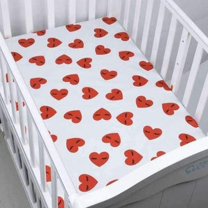 Planet Gates Shy Heart Baby Crib Bedding Set Fitted Soft Woven Cotton Sheet  with Unisex Design for Babies Crib Sheets Great gift for Baby