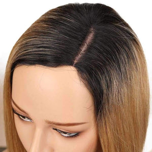 Planet Gates Side Part Bob Wig Non Lace Wig Human Hair Extension Brazilian Remy Hair Wigs Straight Color TT1B/27