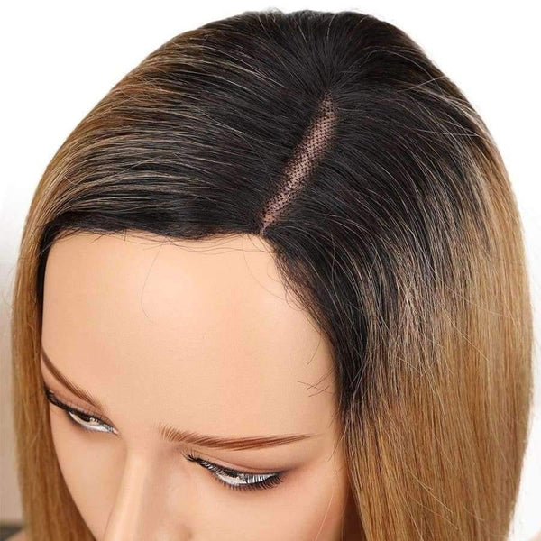 Planet Gates Side Part Bob Wig Non Lace Wig Human Hair Extension Brazilian Remy Hair Wigs Straight Color TT1B/27