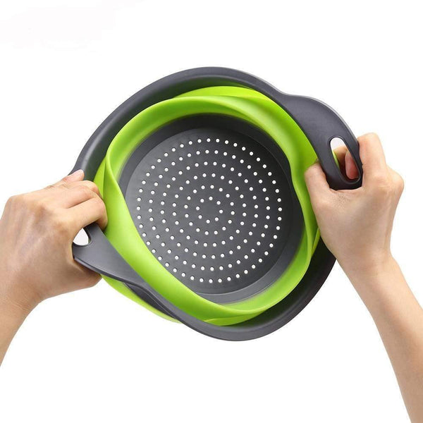 Silicone Collapsible Colander Vegetable Fruit Washing Drain Strainer Basket Strainer Foldable Colander With Handle Kitchen Tools