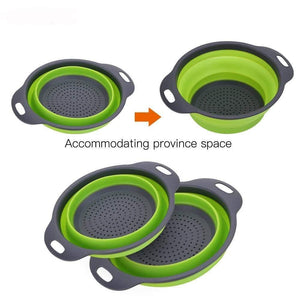 Silicone Collapsible Colander Vegetable Fruit Washing Drain Strainer Basket Strainer Foldable Colander With Handle Kitchen Tools