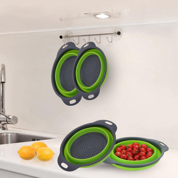 Silicone Collapsible Colander Vegetable Fruit Washing Drain Strainer Basket Strainer Foldable Colander With Handle Kitchen Tools