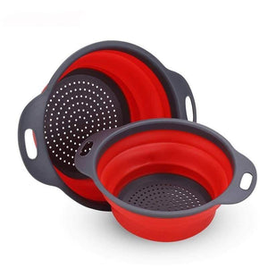 Silicone Collapsible Colander Vegetable Fruit Washing Drain Strainer Basket Strainer Foldable Colander With Handle Kitchen Tools