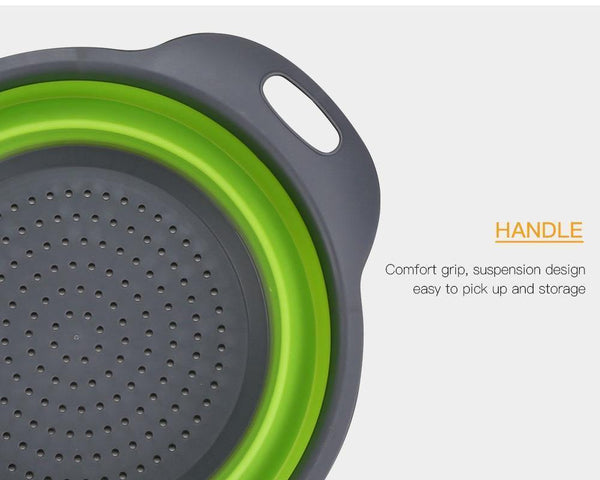 Silicone Collapsible Colander Vegetable Fruit Washing Drain Strainer Basket Strainer Foldable Colander With Handle Kitchen Tools