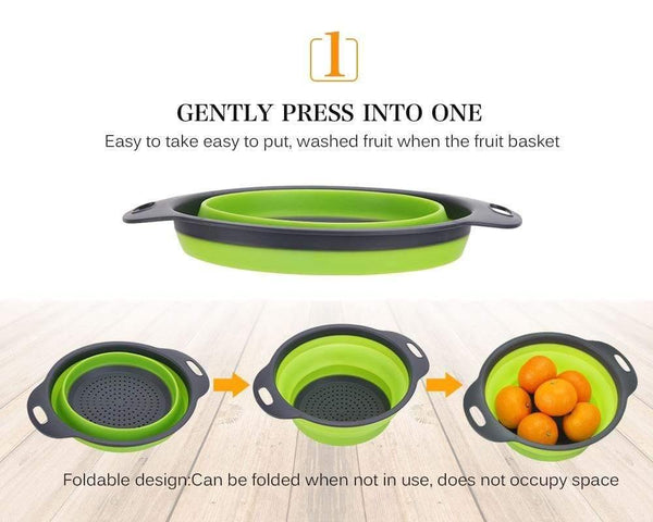 Silicone Collapsible Colander Vegetable Fruit Washing Drain Strainer Basket Strainer Foldable Colander With Handle Kitchen Tools