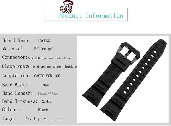 Planet Gates Silicone Rubber waterproof Strap for Casio sgw-100 watchbands Smart watches accessories Strap Bracelet
