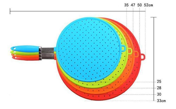 Silicone Splatter Screen 10/11/12/13 inch Lid Spill Stopper Cover Guard Set for Cooking/Frying pan/Cast iron skillet/Pot Use