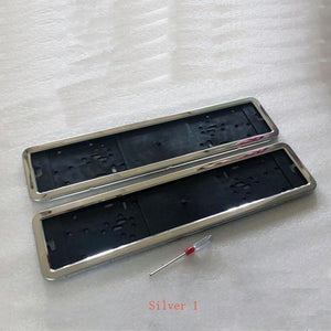 Planet Gates Silver-1 2 Pcs Fit EU License Plate Frame License Plate Holder Number Plate Frame Stainless Carbon Fiber And Plastic Car Accessories