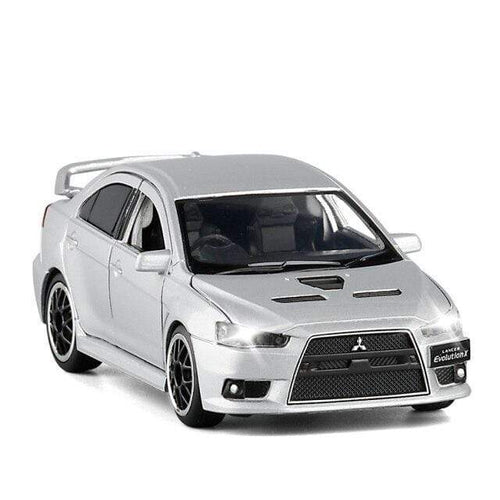 Planet Gates Silver 1:32 Mitsubishi JDM Lancer Evo X Open Door With Sound and Light Alloy Toy Car Model Ornaments For Children Gifts
