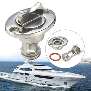 Planet Gates Silver 1" Marine Boat Surface Polishing Oval Garboard Drain Plug Fits Hole Screw Thread Corrosion Resistant 316 Stainless Steel