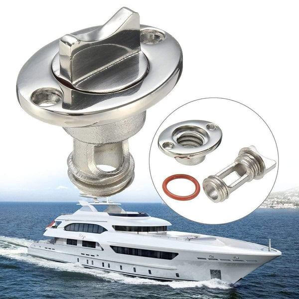 Planet Gates Silver 1" Marine Boat Surface Polishing Oval Garboard Drain Plug Fits Hole Screw Thread Corrosion Resistant 316 Stainless Steel