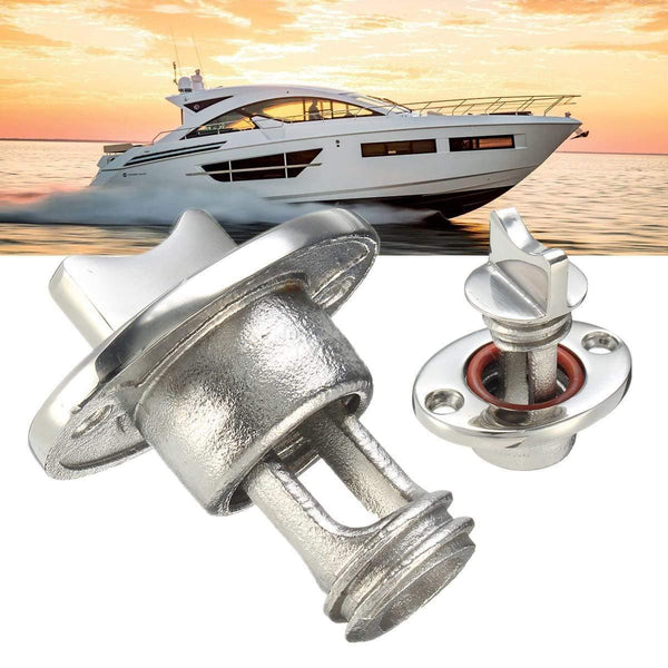 Planet Gates Silver 1" Marine Boat Surface Polishing Oval Garboard Drain Plug Fits Hole Screw Thread Corrosion Resistant 316 Stainless Steel
