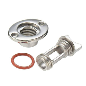 Planet Gates Silver 1" Marine Boat Surface Polishing Oval Garboard Drain Plug Fits Hole Screw Thread Corrosion Resistant 316 Stainless Steel