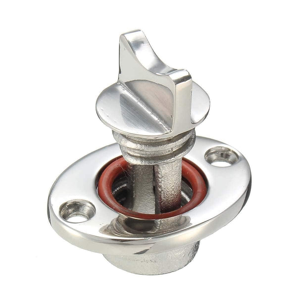 Planet Gates Silver 1" Marine Boat Surface Polishing Oval Garboard Drain Plug Fits Hole Screw Thread Corrosion Resistant 316 Stainless Steel
