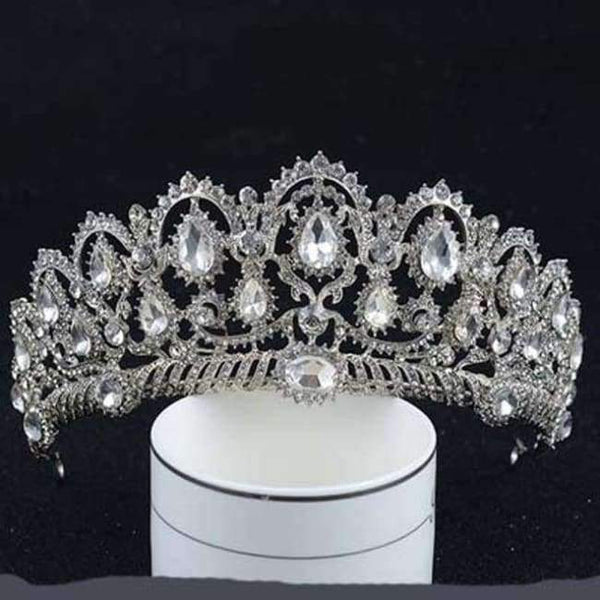 Planet Gates SILVER 1 / White Silver Crystal Bride Tiara Crown Fashion Pearl Queen Wedding Crown Headpiece Wedding Hair Jewelry Accessories Wholesale