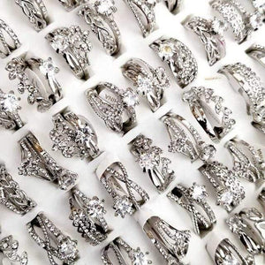 Planet Gates Silver 10Pcs Women's Rings New Design Mixed Styles Gold and SilverZircon Wholesale Rings Lots Female Jewelry Bulks Lot LR4161