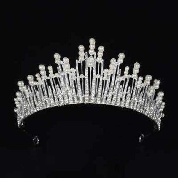 Planet Gates SILVER 12 / White Diverse Silver Crystal Bride Tiara Crown Fashion Pearl Queen Wedding Crown Headpiece Wedding Hair Jewelry Accessories Wholesale