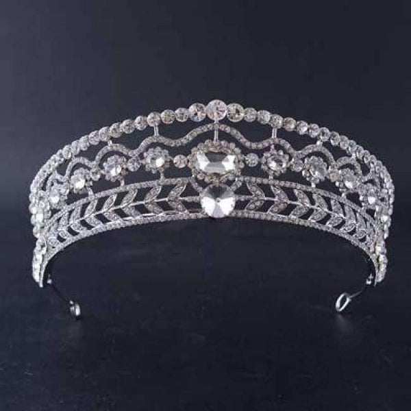 Planet Gates SILVER 13 / White Silver Crystal Bride Tiara Crown Fashion Pearl Queen Wedding Crown Headpiece Wedding Hair Jewelry Accessories Wholesale
