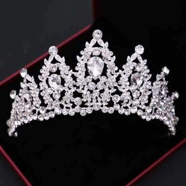Planet Gates SILVER 14 / White Silver Crystal Bride Tiara Crown Fashion Pearl Queen Wedding Crown Headpiece Wedding Hair Jewelry Accessories Wholesale