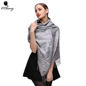 Planet Gates Silver / 180x70cm Winter Scarf Women Silver pashmina Jacquard Wraps shawl Echarpes Femme Long scarves pashmina cachecol feminino inverno